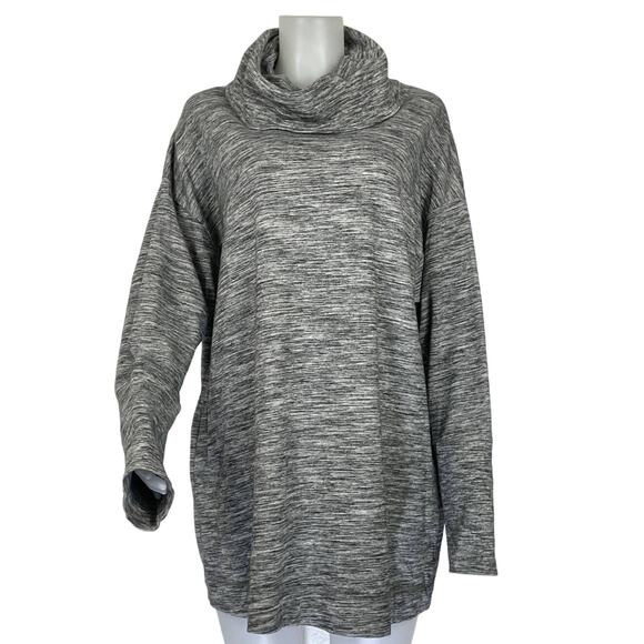 Ava & Viv Heather Gray Cowl Neck Athletic Realaxed Fit Winter Sweater 1X - Picture 3 of 7